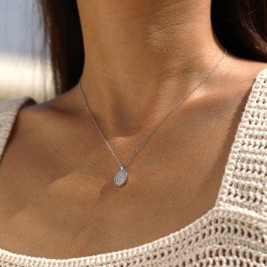 Wholesale 925 Sterling Silver Moissanite Oval Pendant Necklace 110300042 Wholesale 925 Sterling Silver Moissanite Oval Pendant Necklace 110300042