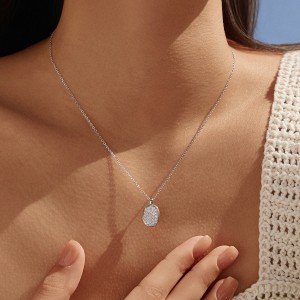 Wholesale 925 Sterling Silver Moissanite Oval Pendant Necklace 110300042 Wholesale 925 Sterling Silver Moissanite Oval Pendant Necklace 110300042