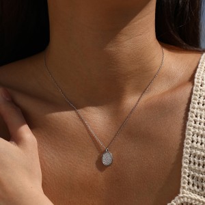 Wholesale 925 Sterling Silver Moissanite Oval Pendant Necklace 110300042 Wholesale 925 Sterling Silver Moissanite Oval Pendant Necklace 110300042
