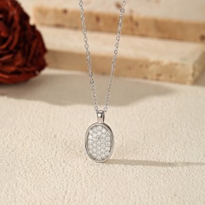 Wholesale 925 Sterling Silver Moissanite Oval Pendant Necklace 110300042 Wholesale 925 Sterling Silver Moissanite Oval Pendant Necklace 110300042