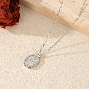 Wholesale 925 Sterling Silver Moissanite Oval Pendant Necklace 110300042 Wholesale 925 Sterling Silver Moissanite Oval Pendant Necklace 110300042