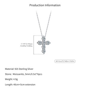 Wholesale 925 Sterling Silver Moissanite Cross Faith Necklace 110300043 Wholesale 925 Sterling Silver Moissanite Cross Faith Necklace 110300043