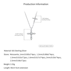 Wholesale 925 Sterling Silver Moissanite Double Cross Necklace 110300044