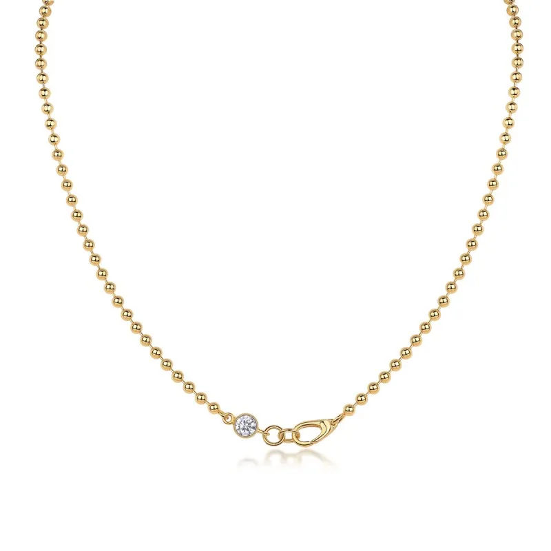 Wholesale 925 Sterling Silver 0.5ct Moissanite Beaded Chain Necklace 110300045
