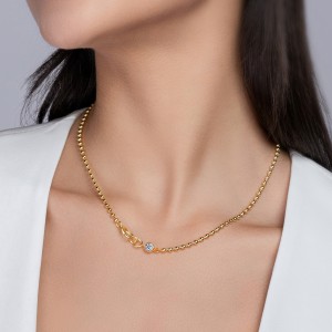 Wholesale 925 Sterling Silver 0.5ct Moissanite Beaded Chain Necklace 110300045 Wholesale 925 Sterling Silver 0.5ct Moissanite Beaded Chain Necklace 110300045