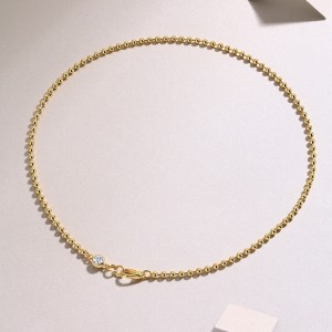 Wholesale 925 Sterling Silver 0.5ct Moissanite Beaded Chain Necklace 110300045 Wholesale 925 Sterling Silver 0.5ct Moissanite Beaded Chain Necklace 110300045