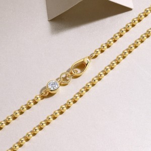 Wholesale 925 Sterling Silver 0.5ct Moissanite Beaded Chain Necklace 110300045 Wholesale 925 Sterling Silver 0.5ct Moissanite Beaded Chain Necklace 110300045