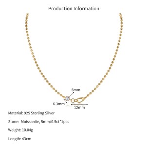 Wholesale 925 Sterling Silver 0.5ct Moissanite Beaded Chain Necklace 110300045 Wholesale 925 Sterling Silver 0.5ct Moissanite Beaded Chain Necklace 110300045