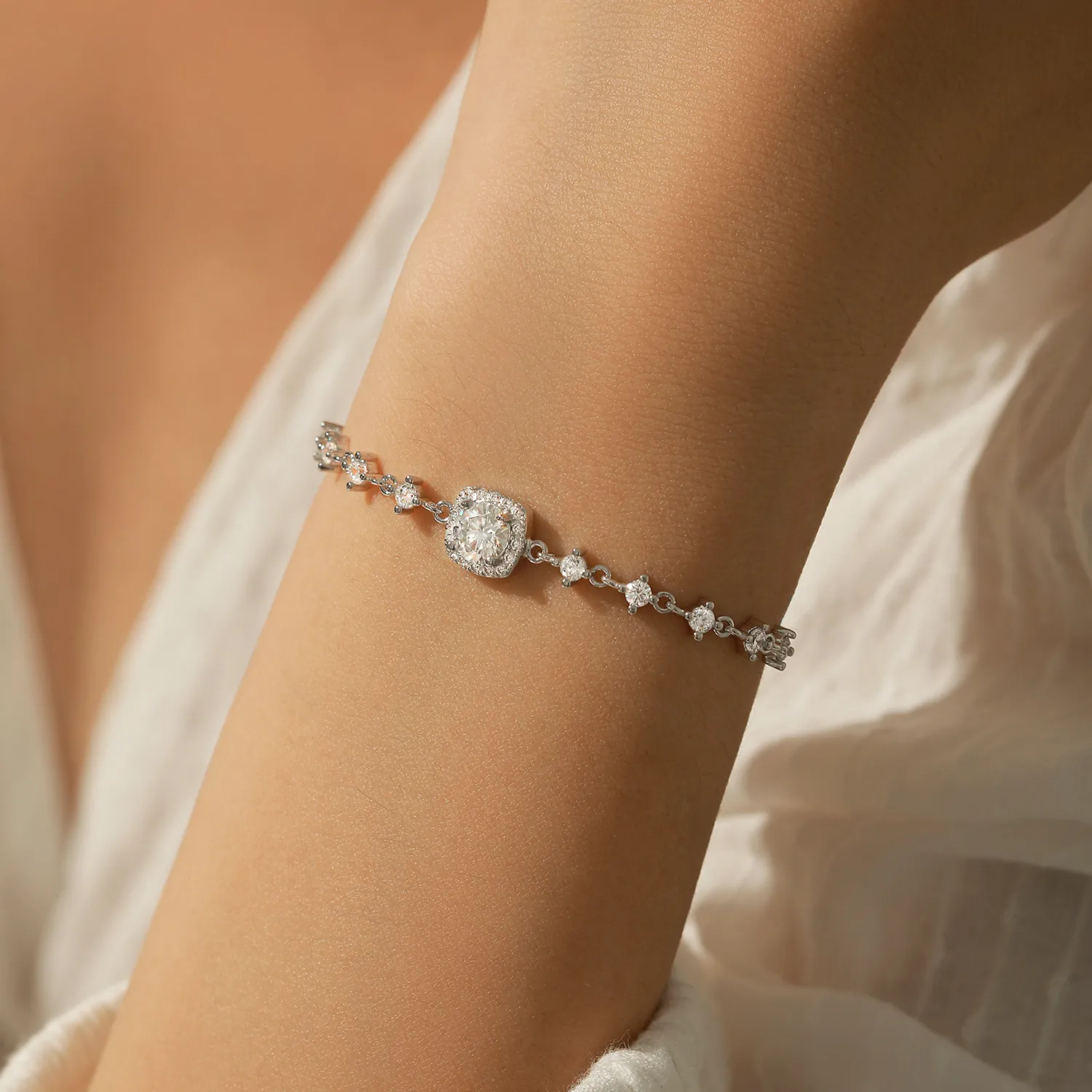 S925 Sparkle Moissanite Wedding Chain Bracelet 110400001 - image1