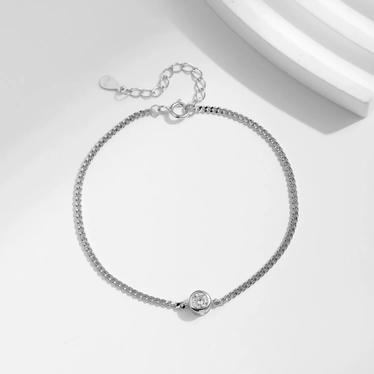 S925 Minimalist Moissanite Solitaire Chain Bracelet 110400002 - image2