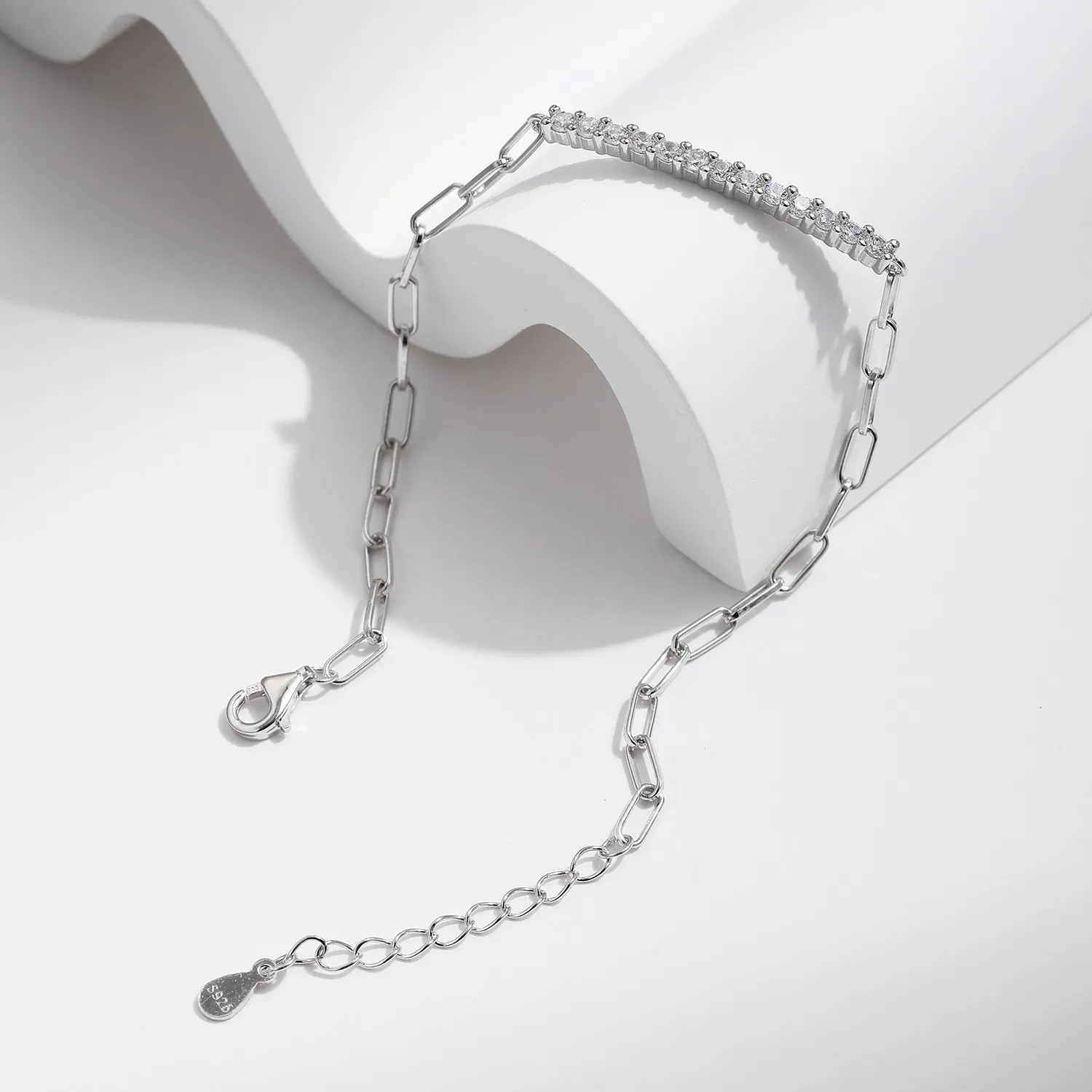 925 Sterling Silver Moissanite Linked Chain Bracelet 110400004 - image2