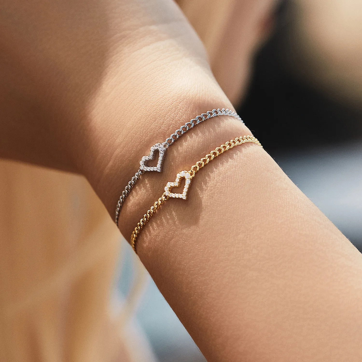 925 Sterling Silver Moissanite Heart Bracelet 110400006 - image1