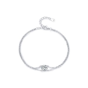 925 Sterling Silver 1Ct Moissanite Layered Bracelet 110400007
