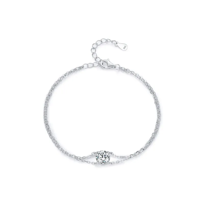 925 Sterling Silver 1Ct Moissanite Layered Bracelet 110400007