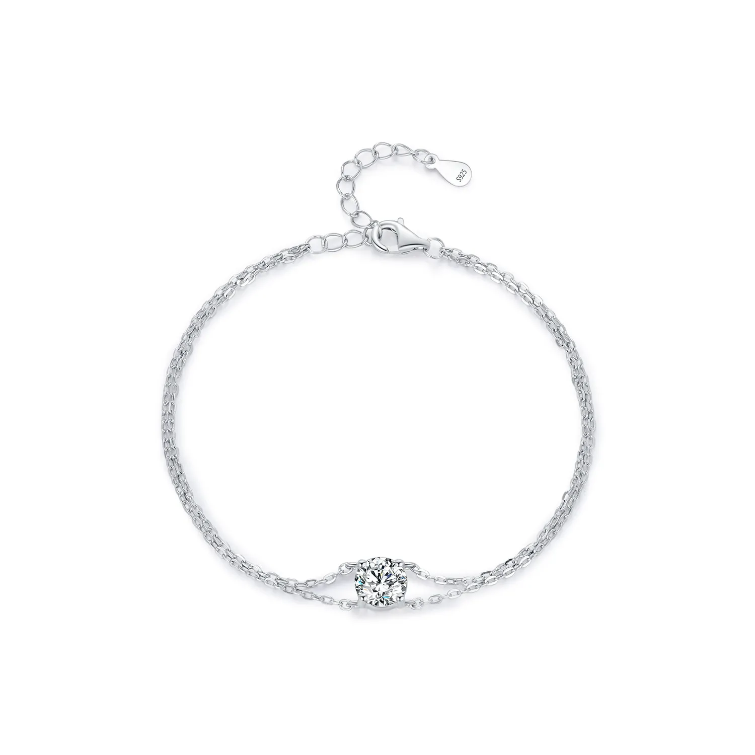 925 Sterling Silver 1Ct Moissanite Layered Bracelet 110400007