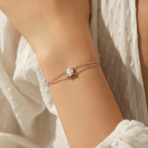 925 Sterling Silver 1Ct Moissanite Layered Bracelet 110400007