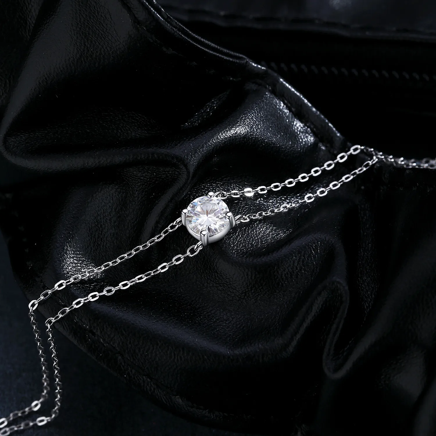 925 Sterling Silver 1Ct Moissanite Layered Bracelet 110400007 - image2