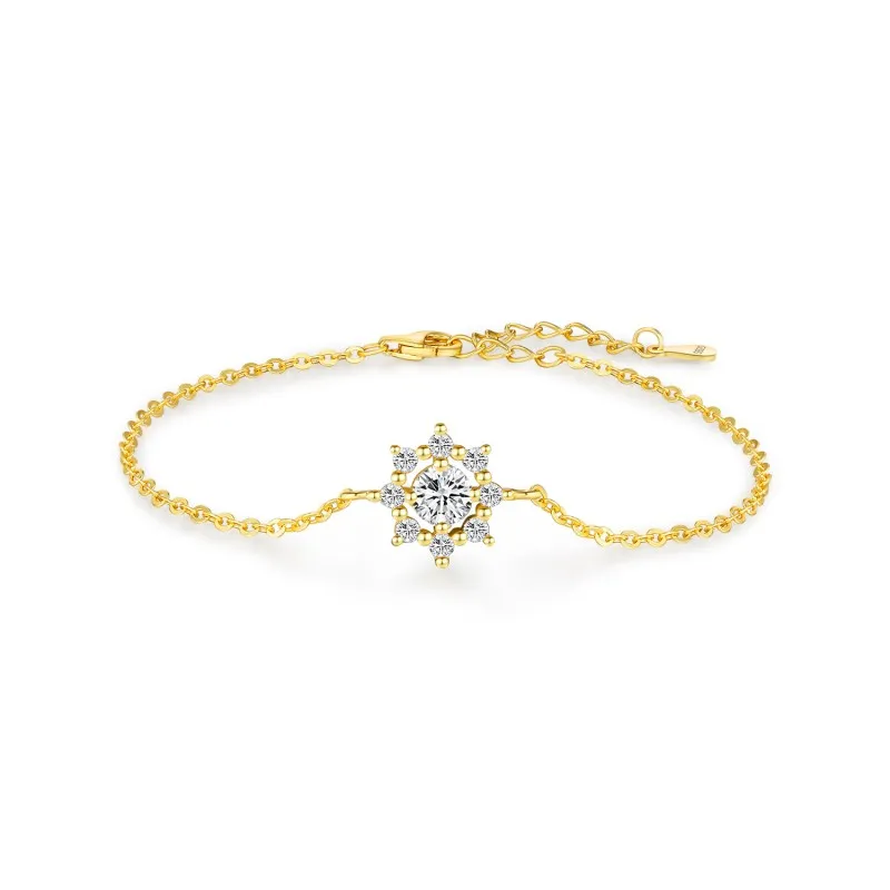 925 Sterling Silver Moissanite Snowflake Bracelet 110400010