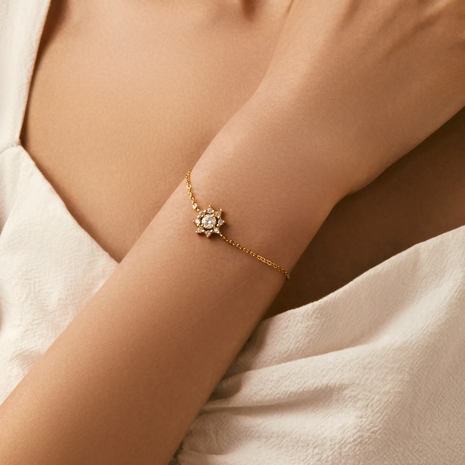 925 Sterling Silver Moissanite Snowflake Bracelet 110400010 - image1