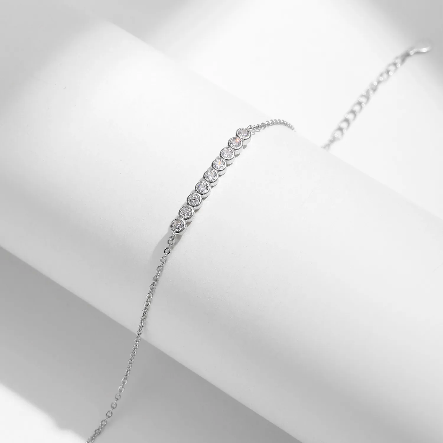 925 Sterling Silver Trendy Moissanite Line Bracelet 110400011 - image2