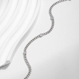 925 Sterling Silver Moissanite Chain Bracelet 110400013