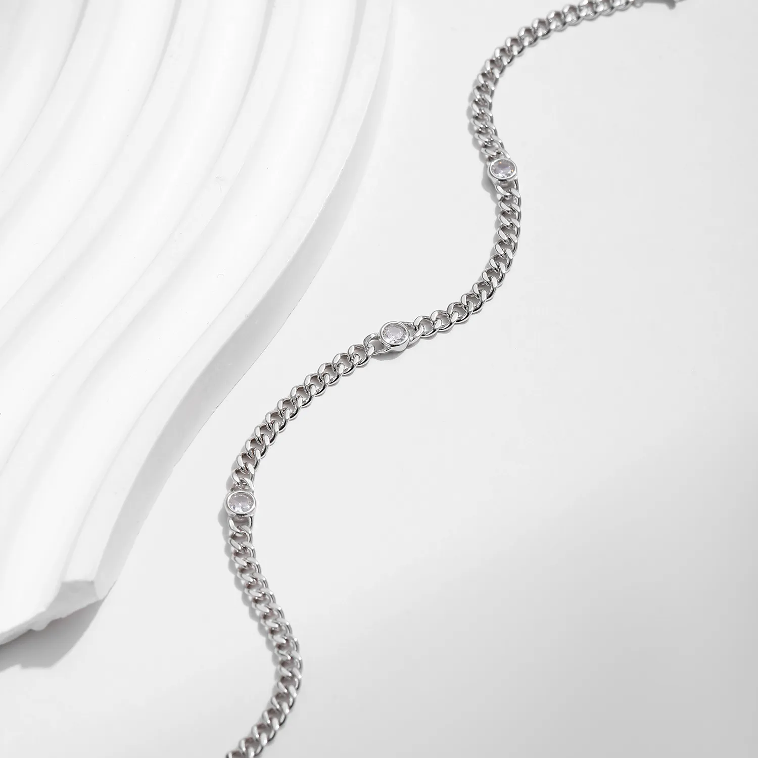 925 Sterling Silver Moissanite Chain Bracelet 110400013 - image2
