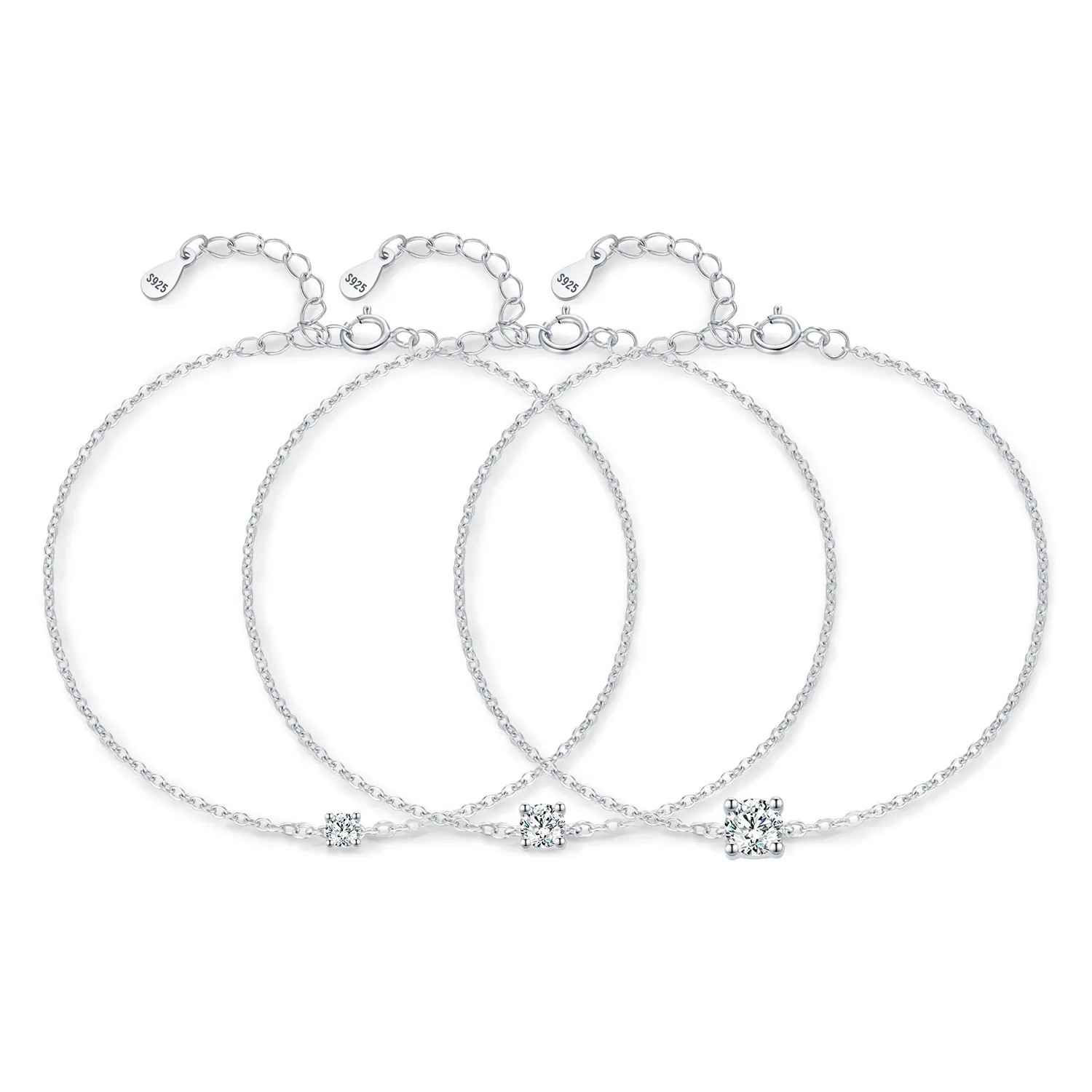 925 Sterling Silver Moissanite Stone Bracelet 110400014