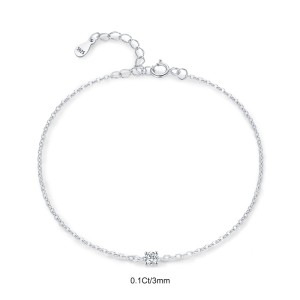 925 Sterling Silver Moissanite Stone Bracelet 110400014