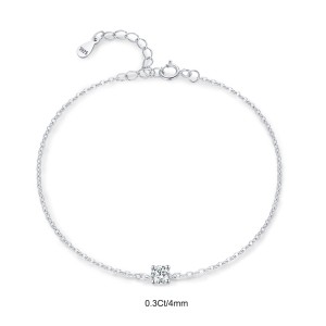 925 Sterling Silver Moissanite Stone Bracelet 110400014