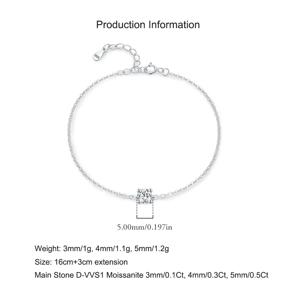 925 Sterling Silver Moissanite Stone Bracelet 110400014 - image2