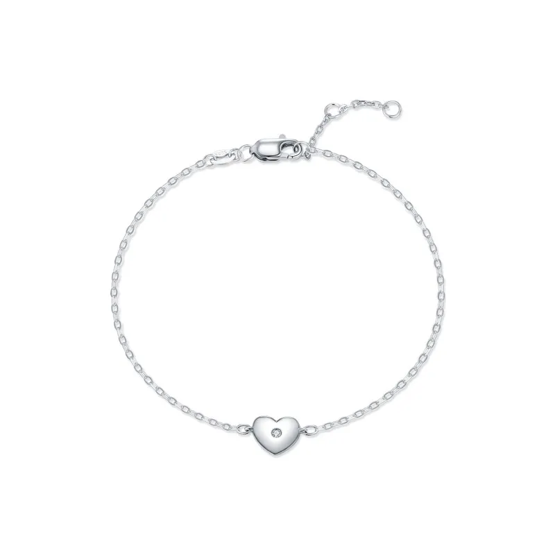 925 Sterling Silver Minimalist Puffed Heart Moissanite Chain Bracelet 110400015 925 Sterling Silver Minimalist Puffed Heart Moissanite Chain Bracelet 110400015