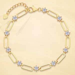 925 Sterling Silver 0.3Ct Moissanite Paperclip Link Bracelet 110400016 925 Sterling Silver 0.3Ct Moissanite Paperclip Link Bracelet 110400016