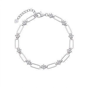 925 Sterling Silver 0.3Ct Moissanite Paperclip Link Bracelet 110400016