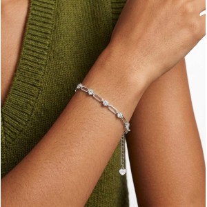 925 Sterling Silver 0.3Ct Moissanite Paperclip Link Bracelet 110400016