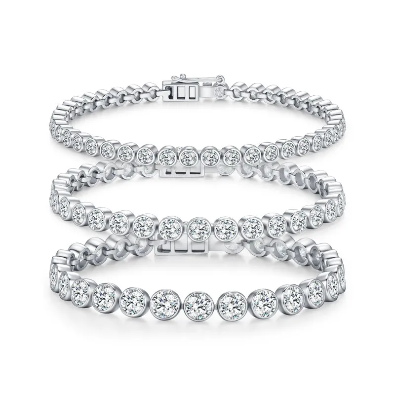 925 Sterling Silver 3/4/5mm Moissanite Bubble Tennis Bracelet 110400019