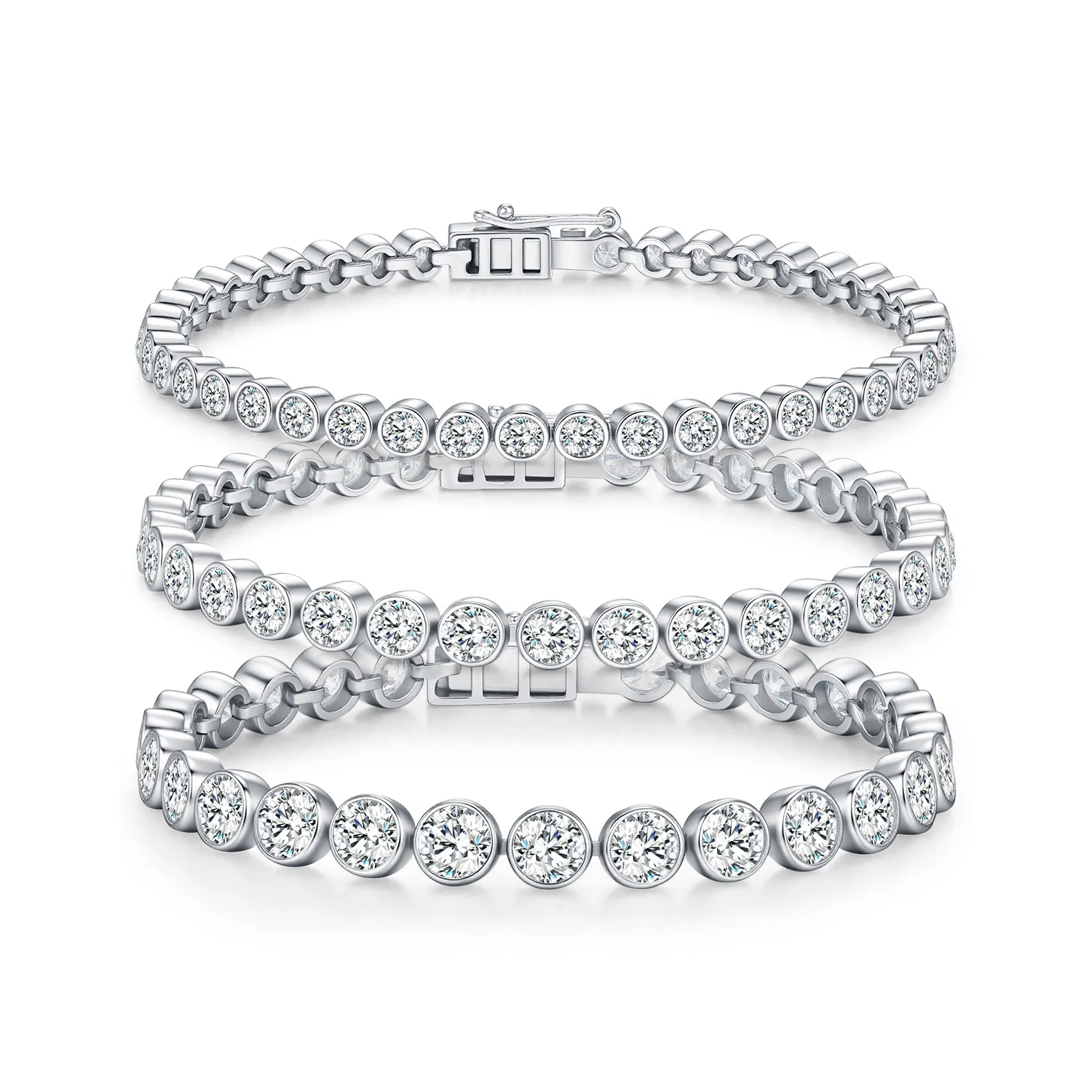 925 Sterling Silver 3/4/5mm Moissanite Bubble Tennis Bracelet 110400019