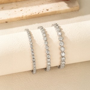 925 Sterling Silver 3/4/5mm Moissanite Bubble Tennis Bracelet 110400019