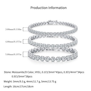 925 Sterling Silver 3/4/5mm Moissanite Bubble Tennis Bracelet 110400019