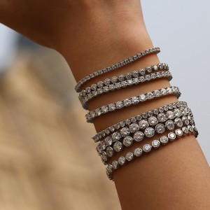 925 Sterling Silver 3/4/5mm Moissanite Bubble Tennis Bracelet 110400019