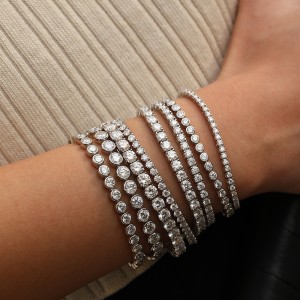 925 Sterling Silver 3/4/5mm Moissanite Bubble Tennis Bracelet 110400019