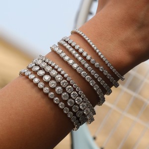 925 Sterling Silver 3/4/5mm Moissanite Bubble Tennis Bracelet 110400019