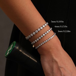 925 Sterling Silver 3/4/5mm Moissanite Bubble Tennis Bracelet 110400019