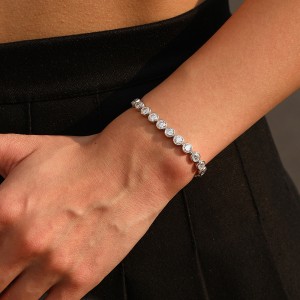 925 Sterling Silver 3/4/5mm Moissanite Bubble Tennis Bracelet 110400019