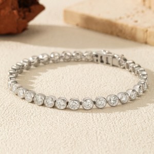 925 Sterling Silver 3/4/5mm Moissanite Bubble Tennis Bracelet 110400019
