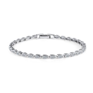 925 Sterling Silver Pear Moissanite Bubble Bracelet 110400021