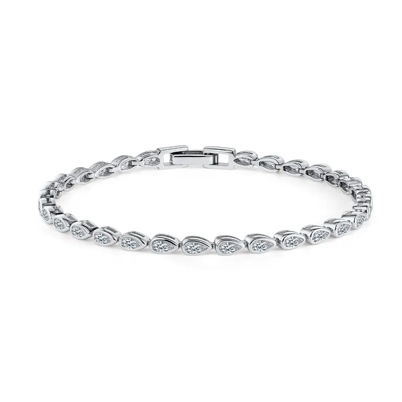 925 Sterling Silver Pear Moissanite Bubble Bracelet 110400021