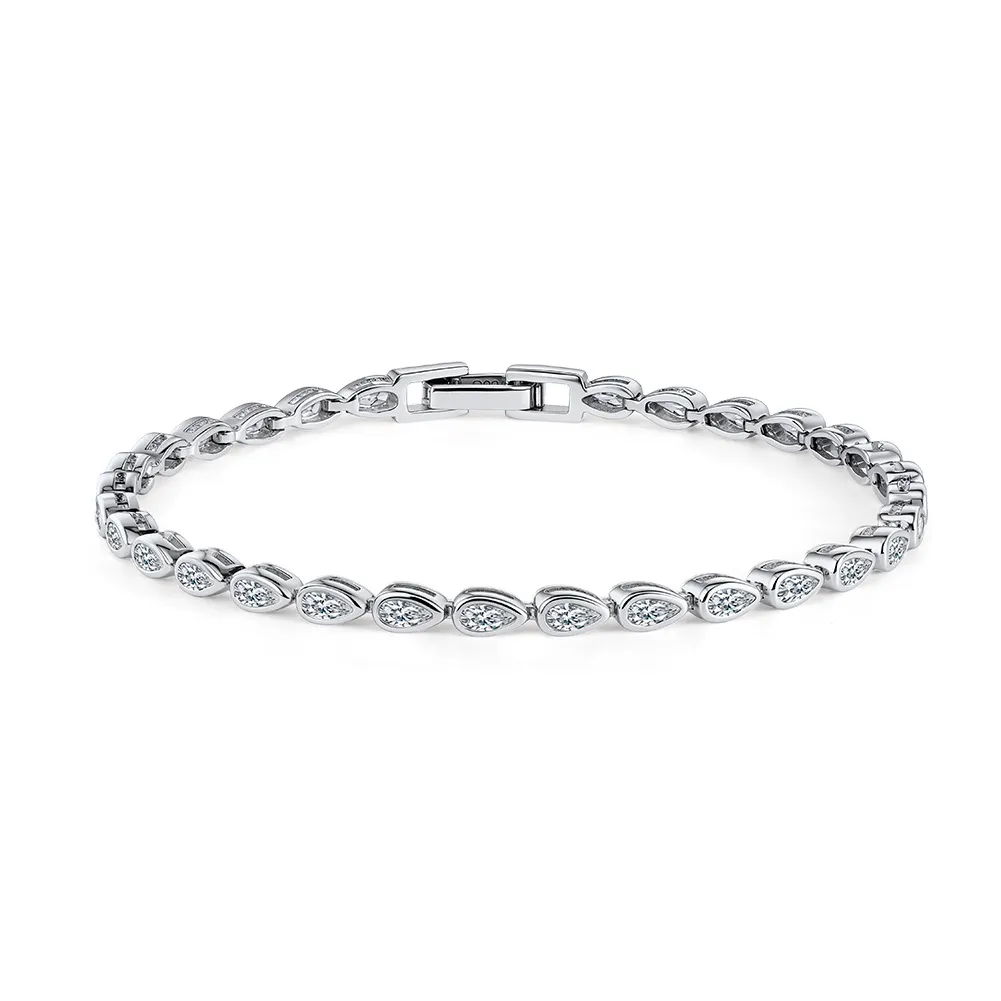 925 Sterling Silver Pear Moissanite Bubble Bracelet 110400021
