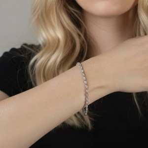 925 Sterling Silver Pear Moissanite Bubble Bracelet 110400021