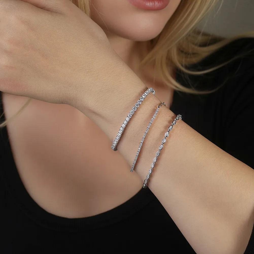 925 Sterling Silver Pear Moissanite Bubble Bracelet 110400021 - image1