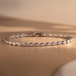 925 Sterling Silver Pear Moissanite Bubble Bracelet 110400021